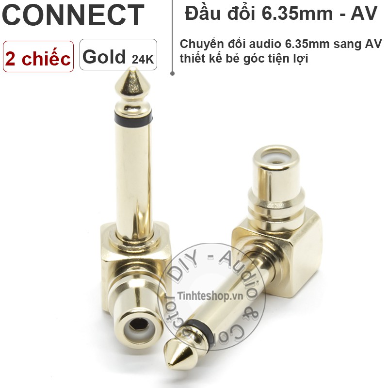 2 chiếc - Rắc chuyển 6.5mm đực sang AV cái - Đầu chuyển đổi âm thanh AV sang 6,5mm bẻ góc mạ vàng 24K 5U