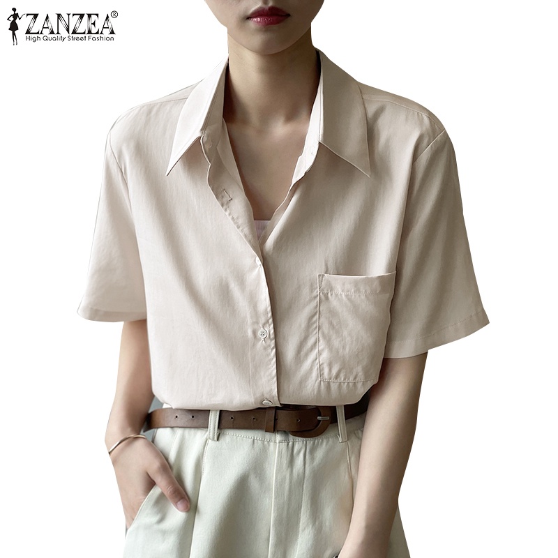 Zanzea Áo Sơ Mi Tay Lửng Thời Trang Dành Cho Nữ