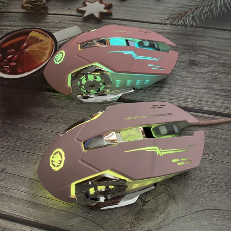 Chuột Hồng Gaming T28 Dành Cho Game Thủ Có Đèn LED Chơi Game Cực Đã Bảo Hành 12 Tháng