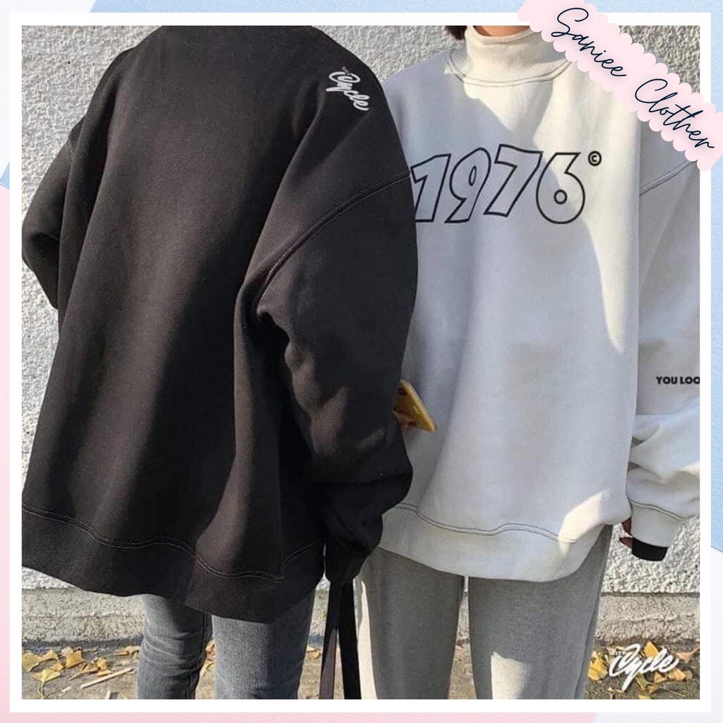 Áo nỉ sweater đôi nam nữ áo hoodie nỉ áo nỉ nam nữ unisex 1976 form rộng style hàn quốc Saniee Clother