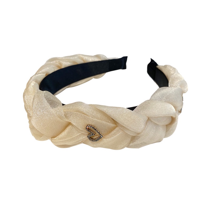 Băng Đô Cài Tóc Bản Rộng Đính Đá Phối Ren Chống Trượt Thiết Kế Đơn Giản Dễ Phối Đồ