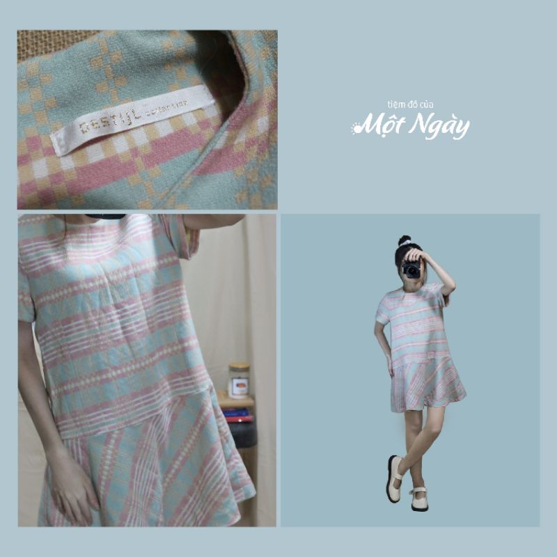 Váy dạ ngắn phối đuôi cá style Hàn Quốc màu pastel