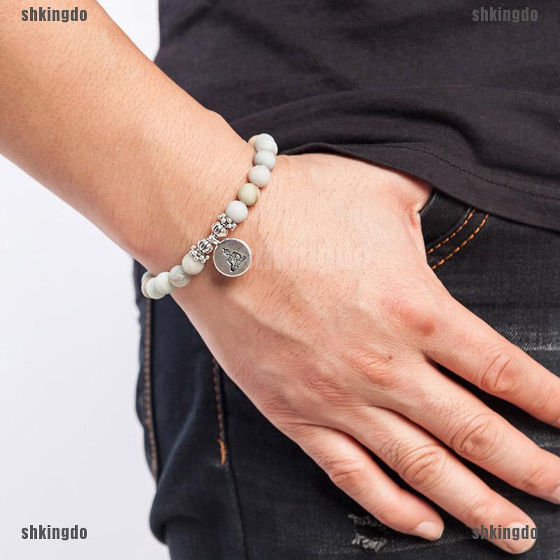 Women Men Matte Amazonite Stone Lotus Buddha Yoga Bracelets Chakra Mala Beads