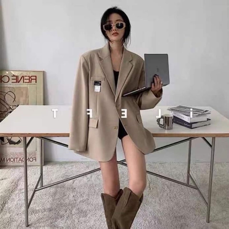 FREESHIP ÁO BRAZER FORM THỤNG THÊU NGƯNC ULLAZANG