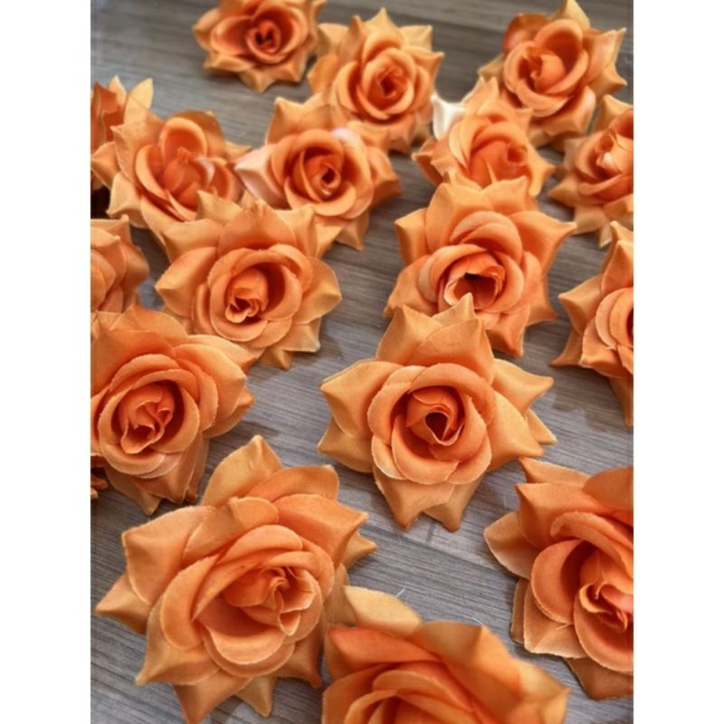 Đầu bông hồng xoăn nhí size 5cm. hoa giả trang trí