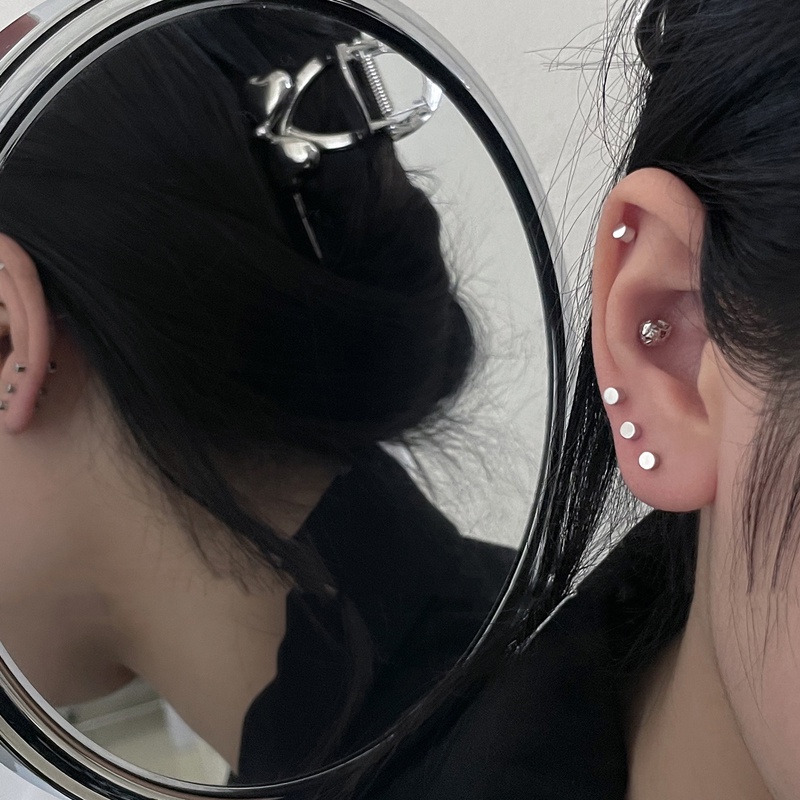 1 Cặp Khuyên Tai Thanh Tạ Bằng Thép Không Gỉ 316L Chống Dị Ứng Phong Cách Đường Phố Dành Cho Nam Và Nữ