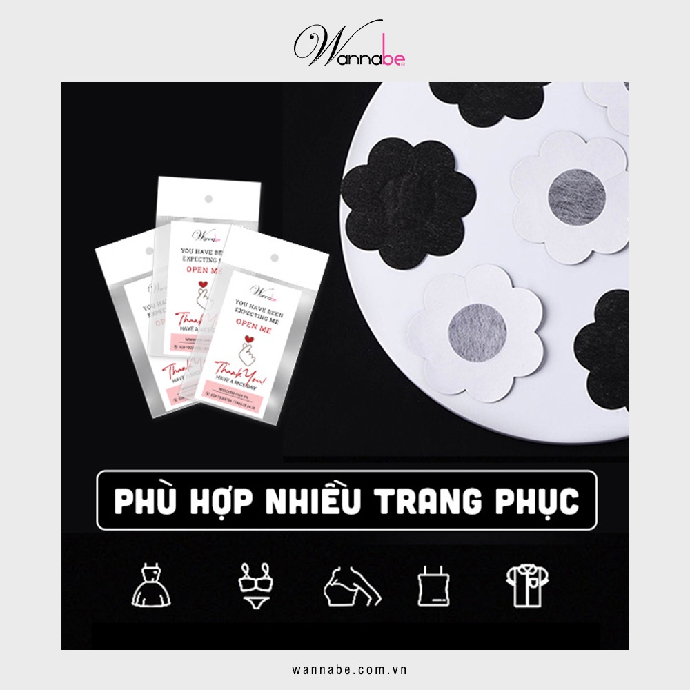 Miếng dán nhũ hoa, dán ti Wannabe DTV03 bằng vải hình bông hoa 7 cánh