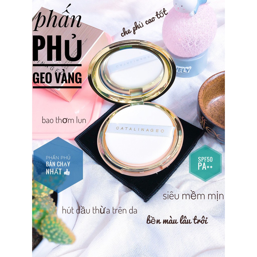 Phấn phủ trang điểm siêu mịn Catalina Geo Vàng Pact | BigBuy360 - bigbuy360.vn