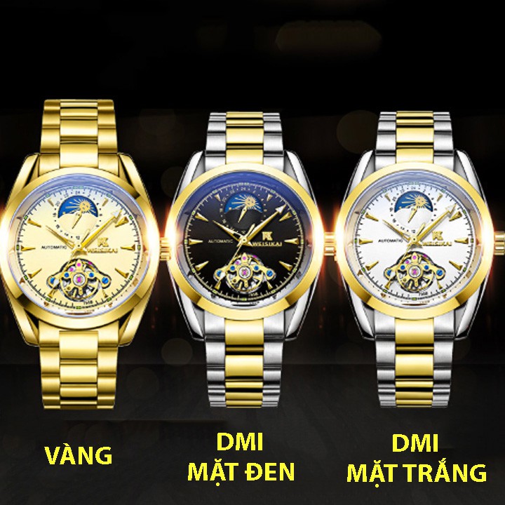 Đồng Hồ Cơ Nam Weisikai Dây Thép Đặc QUAY FULL KIM