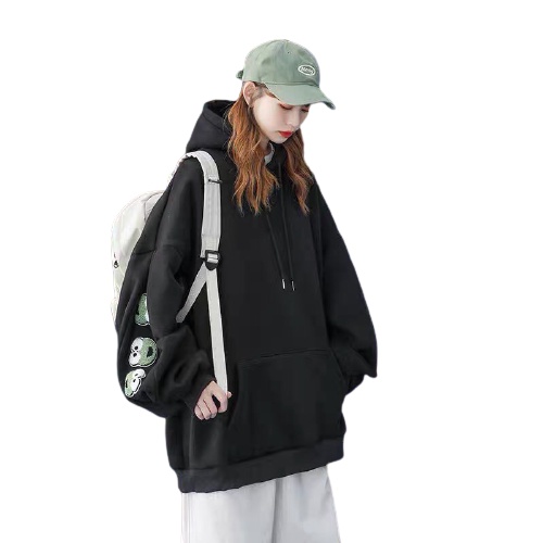 Áo hoodie nỉ trơn màu đen unisex dáng rộng chất nỉ lót bông dày ấm mềm mịn thời trang nam nữ