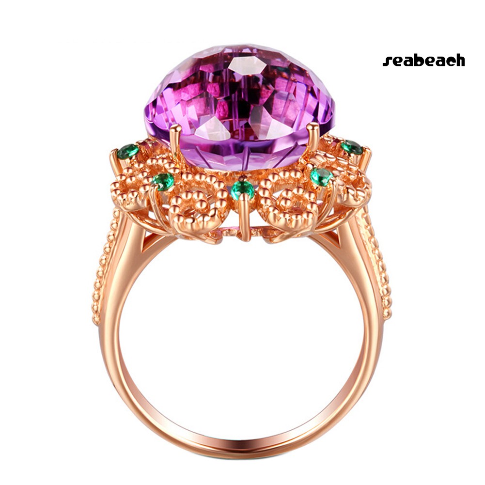 ps/Fashion Women Faux Amethyst Finger Ring Wedding Engagement Banquet Jewelry Gift