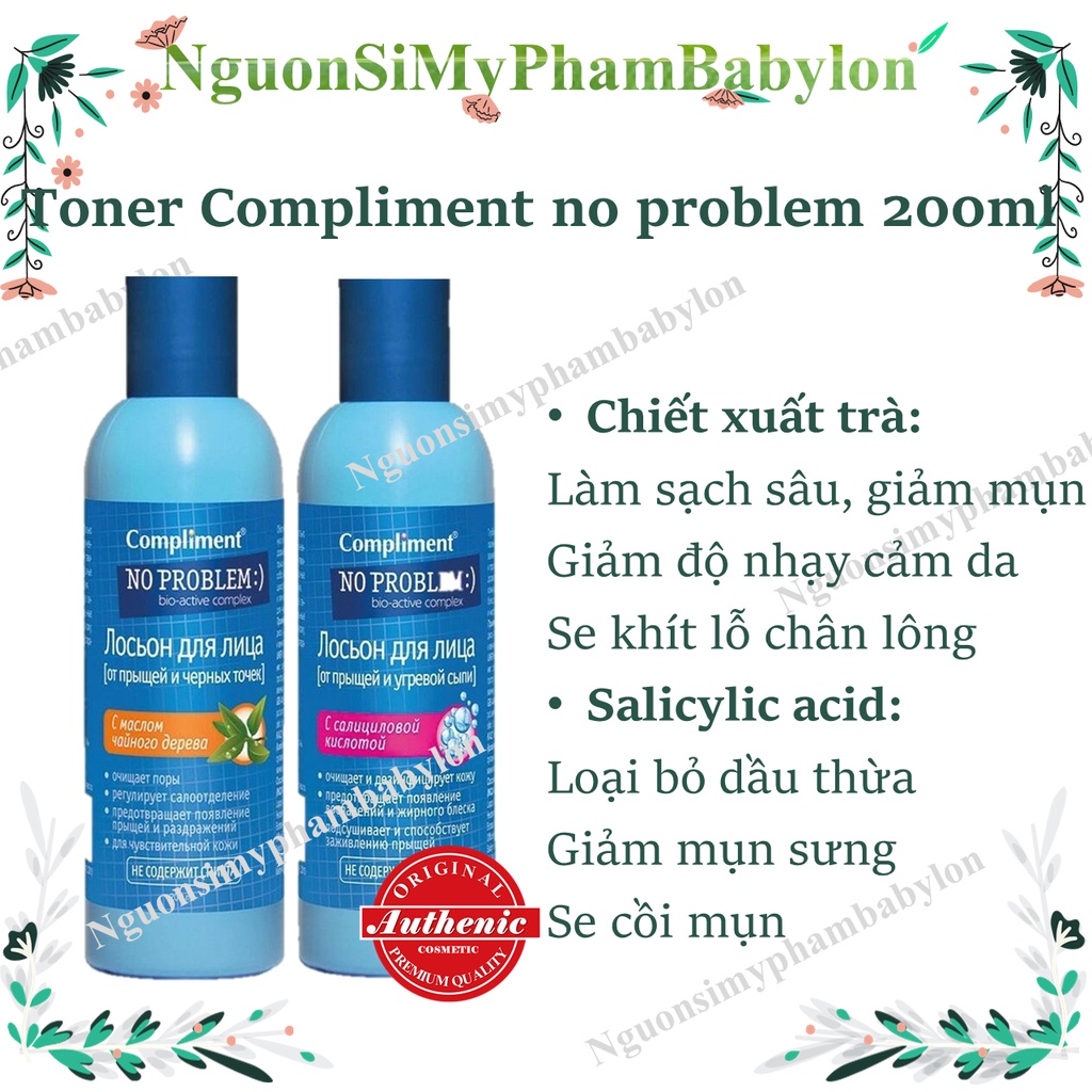 Toner Compliment No Problem làm sạch sâu, kiềm dầu, giảm viêm, giảm mụn