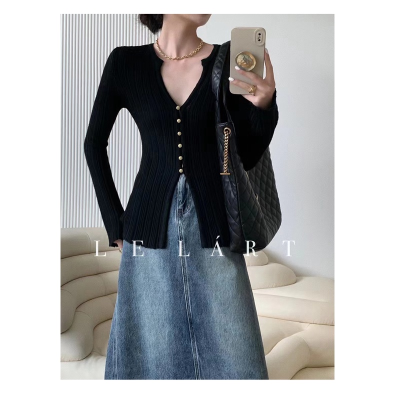 QKOOLE Áo khoác cardigan  dệt kim thiết kế quyến rũ thời trang cho nữ