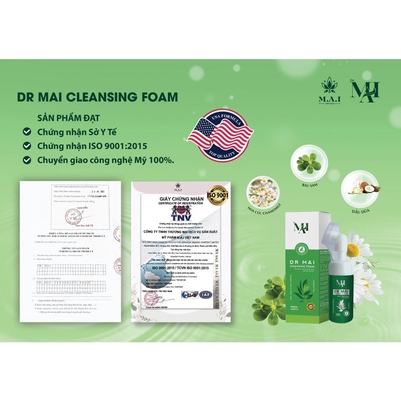 Sữa Rửa Mặt Dr Mai Tặng Toner Rau Cho da dầu mụn, kết hợp làm sạch mụn.