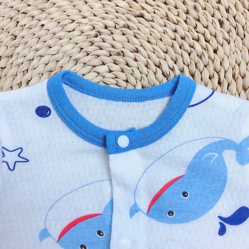 Body đùi cộc tay cúc giữa vải thông hơi mỏng mát cho bé trai bé gái sơ sinh mùa hè 𝟑𝟑𝐁𝐃𝐃𝐔