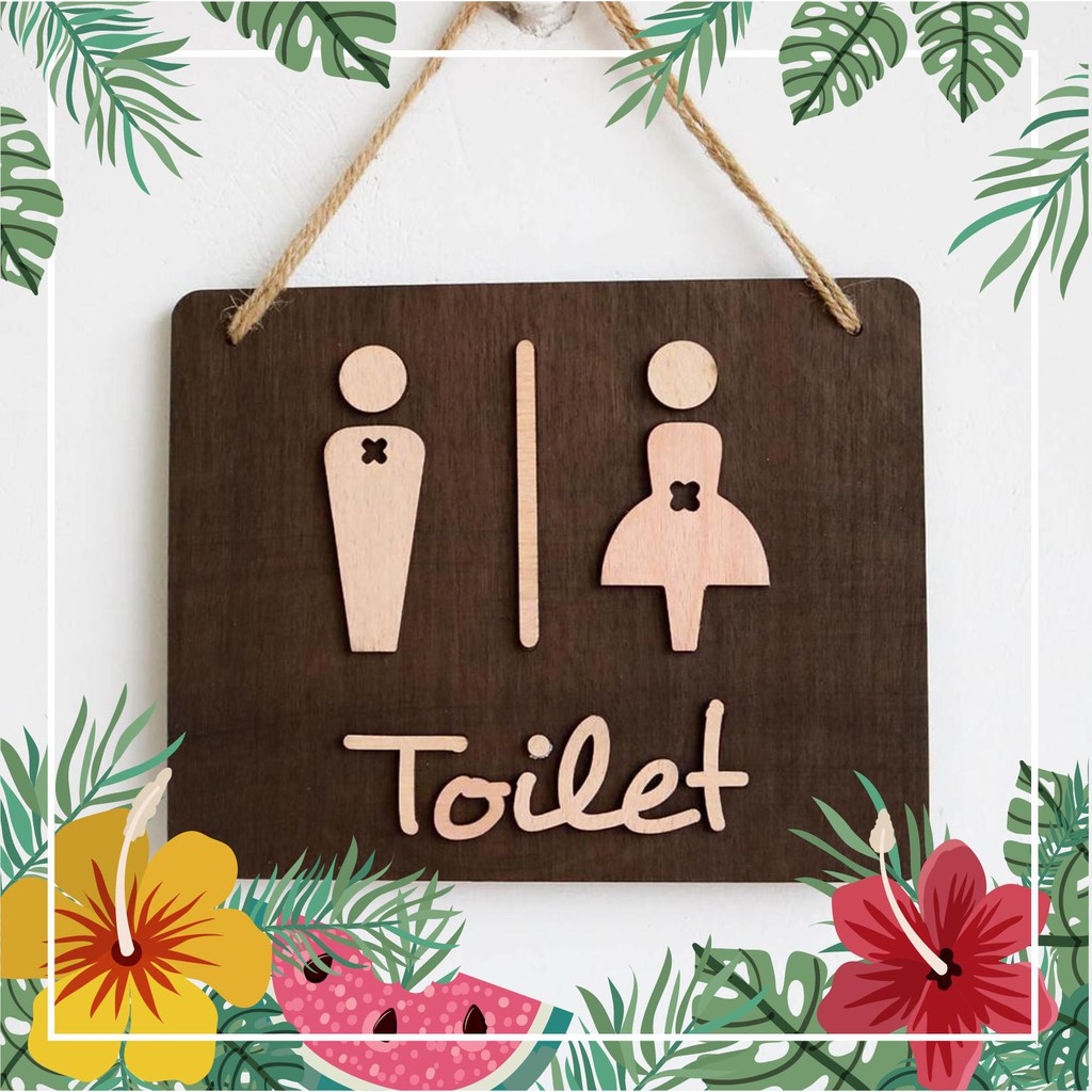 Bảng gỗ decor Toilet đôi Siêu dễ thương