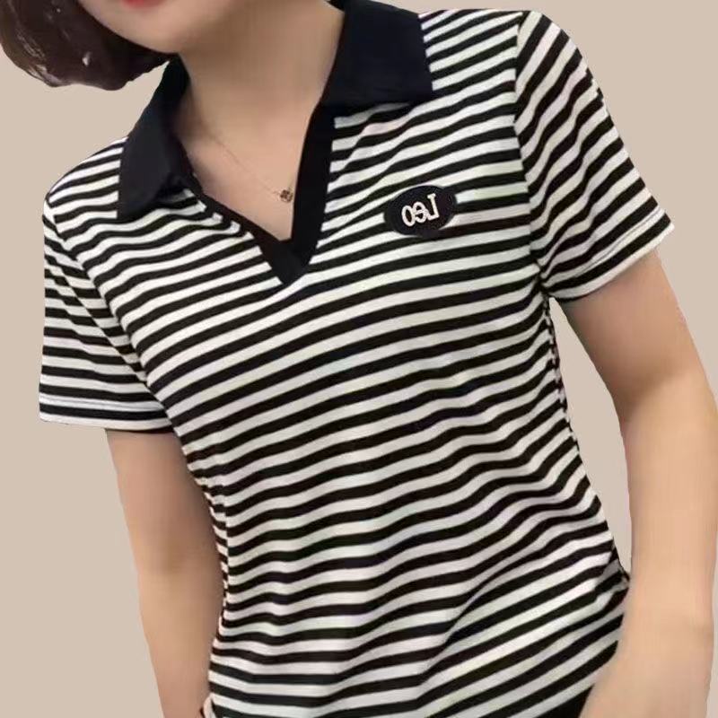 Áo polo ngắn tay thời trang mùa hè dành cho phụ nữ trung niên
