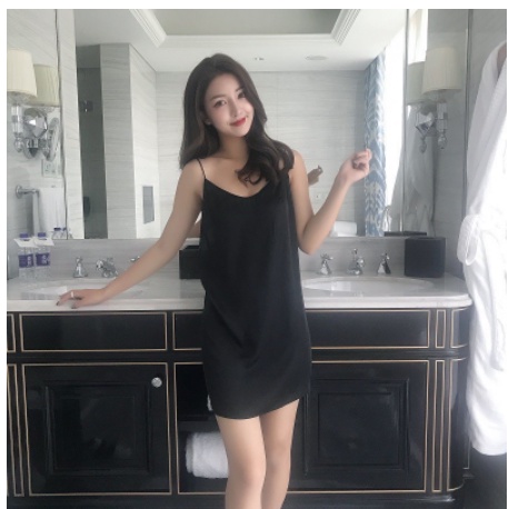 Tặng kèm chip - Váy ngủ satin 2 dây hở lưng quyến rũ N23