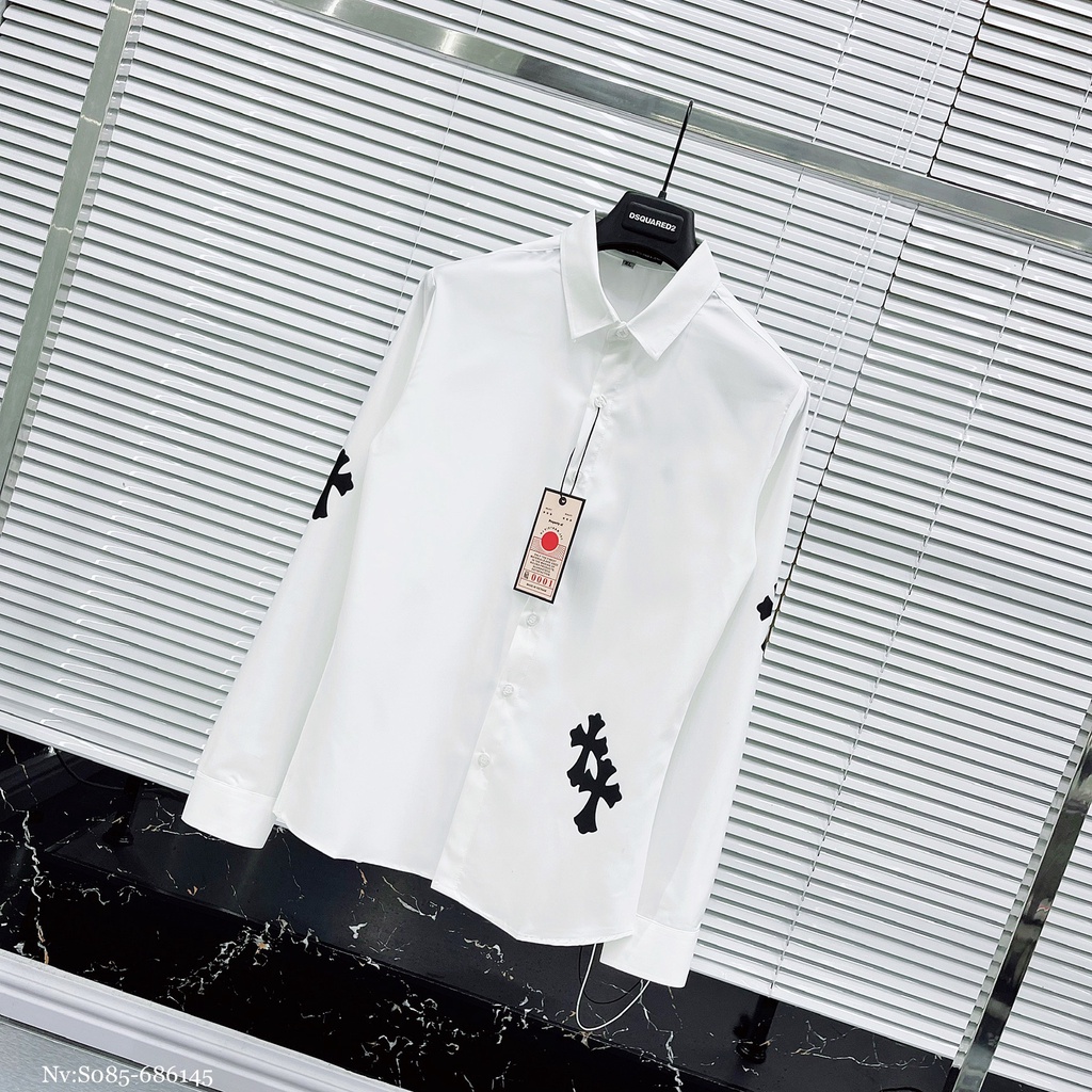 Áo Sơ Mi Trắng Nam Họa Tiết Hình In Thánh Giá Sang Trọng LỊch Sự - Áo Sơ Mi Cao Cấp Dành Cho Nam DT FASHION MENWEAR
