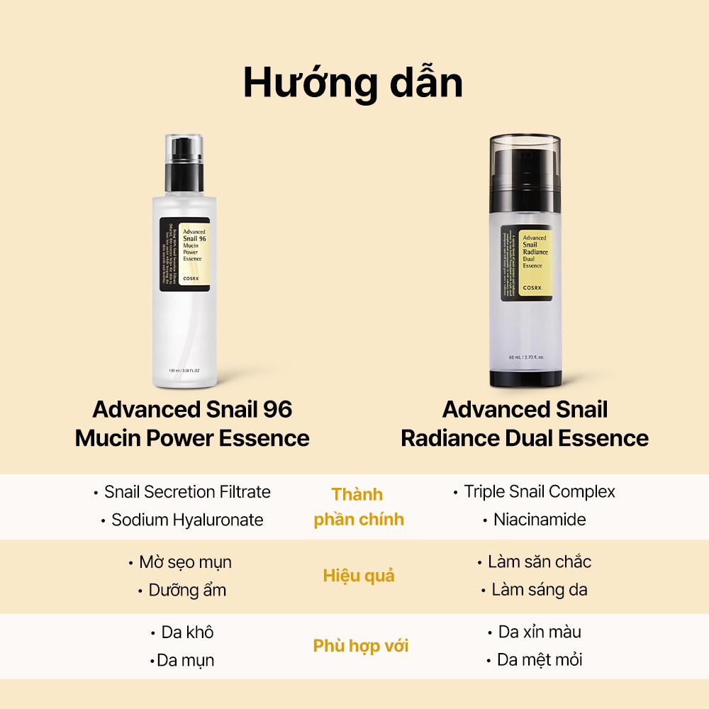 Tinh chất COSRX Advanced Snail Radiance Dual Essence 80ml chiết xuất dịch ốc sên kép cao cấp