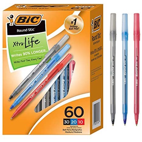 Bút bi BIC Round Stic Xtra Precision Stick Ballpoint Pen 1mm Assorted