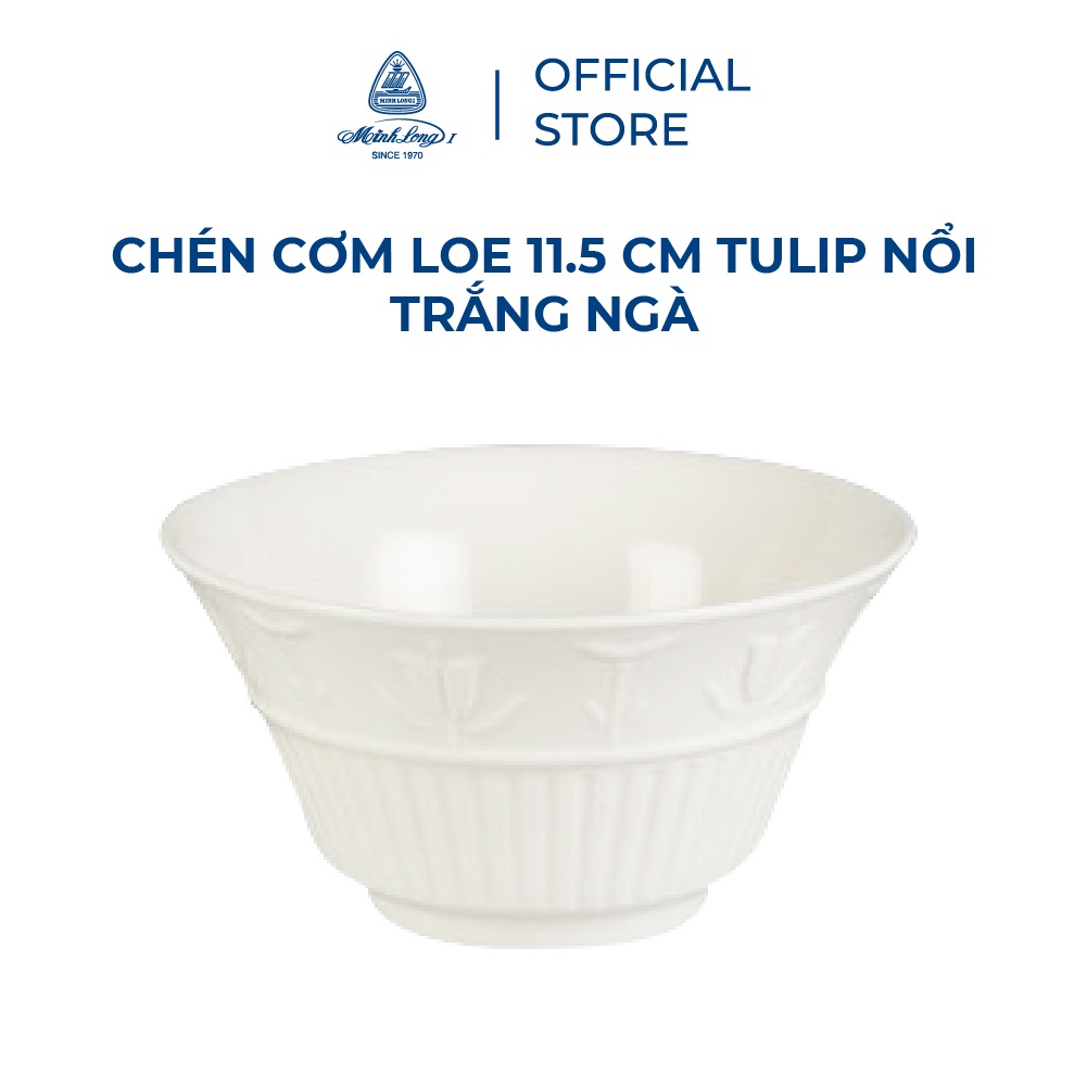 [GIÁ ƯU ĐÃI] Chén cơm loe 11.5cm Minh Long - Tulip nổi - Trắng Ngà