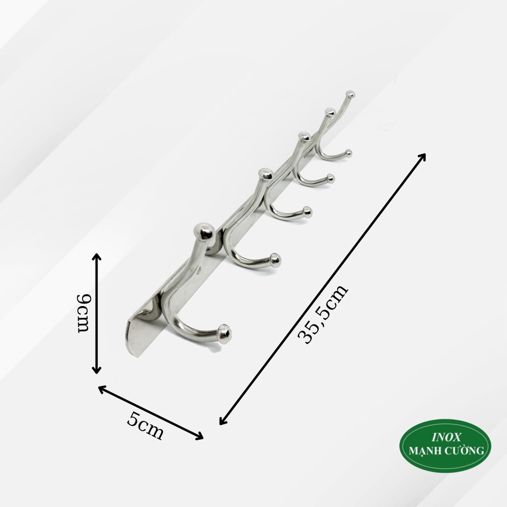 Móc treo quần áo gắn tường inox cao cấp - Móc 5 bi đôi