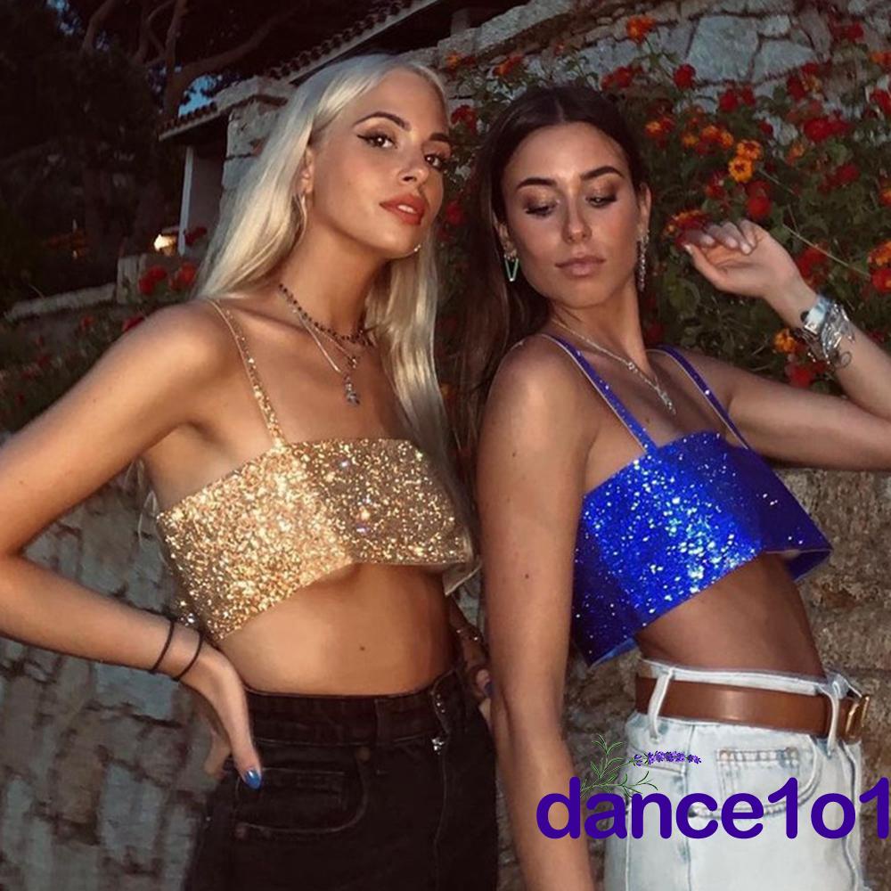 ✰Uq✤Áo hai dây Không Tay Hở Lưng Màu Sắc Lấp Lánh Dành Cho Nữ