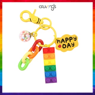 Móc khóa lego màu cầu vồng hoạt hình xinh xắn