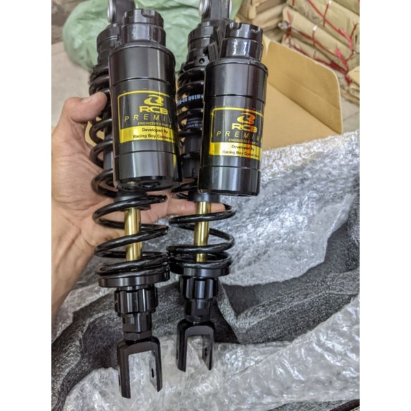 Phuộc RCB/NITRON bình dầu full đen ty vàng gắn AB NOUVO 4 5 6 NVX PCX Dylan PS SH ý Impuse