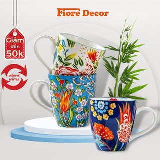 Cốc sứ uống trà , cốc uống cafe có quai cao cấp Fiore