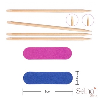 Combo dũa mini 2 mặt nhám + que gỗ đẩy da dùng cho Nailbox Selina