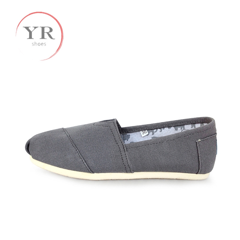 Giày vải canvas màu trơn đế bằng đơn giản thời trang Unisex toms shoes