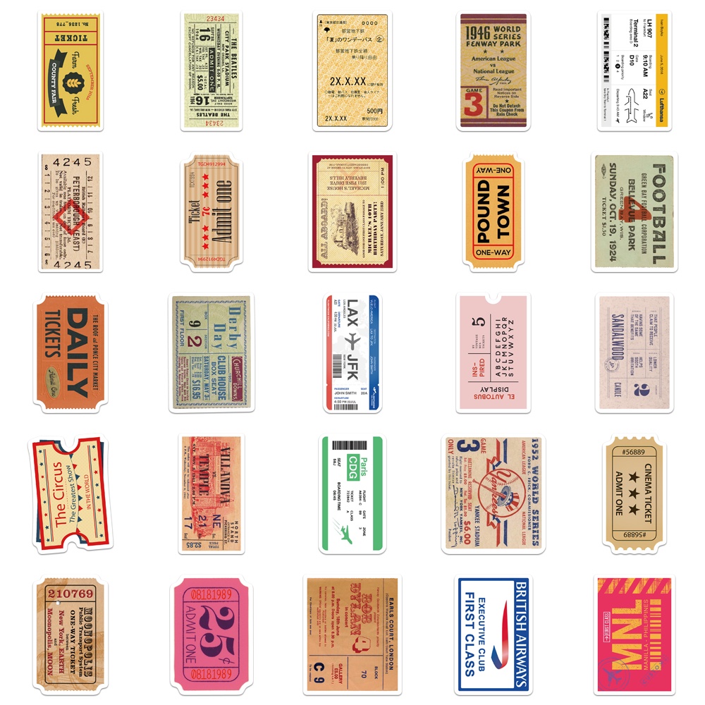 Miếng Dán Trang Trí Điện Thoại/ Ván Trượt/ Xe Đạp Hình Vé Máy Bay Kiểu Retro Độc Đáo