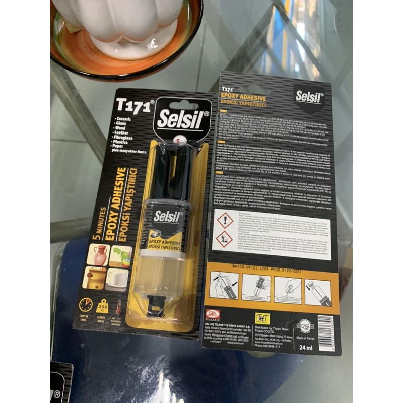 Keo Epoxy đa dụng dán mọi bề mặt trong suốt 5 phút khô Selsil T171 Mul 24ml (Thổ Nhĩ Kì)