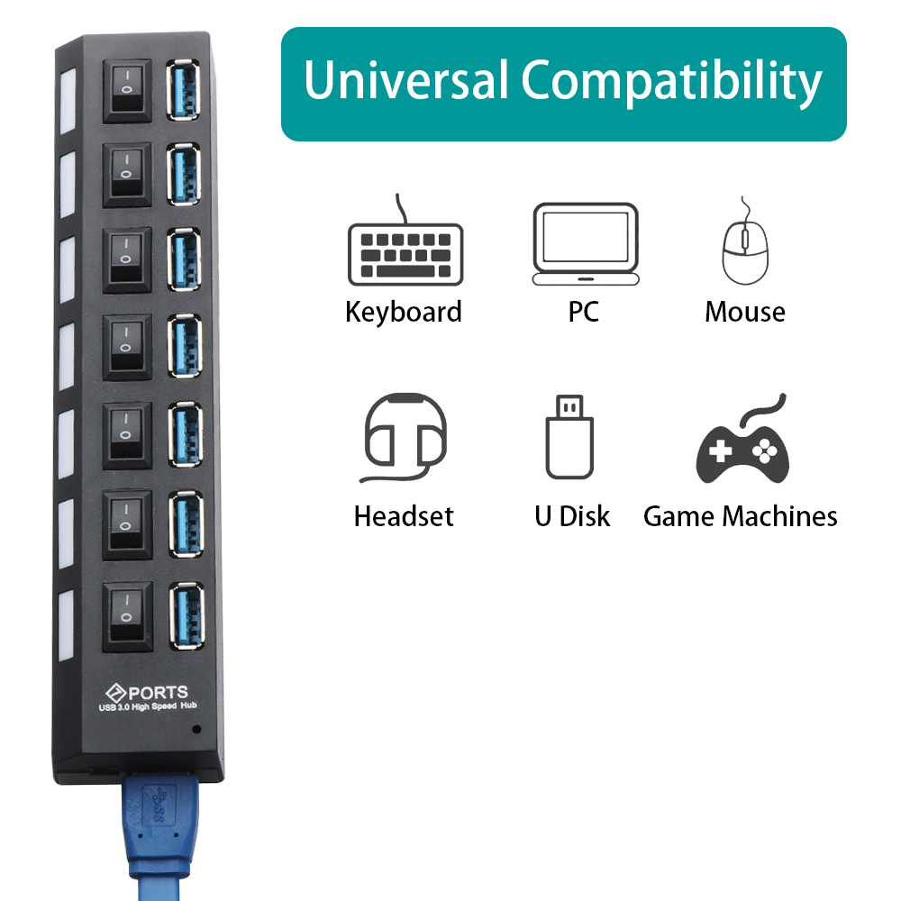 Bộ Chia Cổng Usb 3.0 2.0 3 Cổng Usb 3.0 4 / 7 Cổng Usb Cho Máy Tính