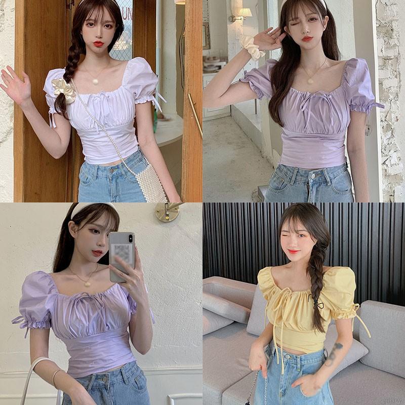 Áo Sơ Mi Ngắn Tay Màu Trơn Phối Nơ Buộc Dây Kiểu Retro Hàn Quốc Cá Tính | BigBuy360 - bigbuy360.vn