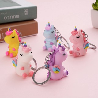 Móc khóa hình ngựa một sừng dễ thương nhiều màu