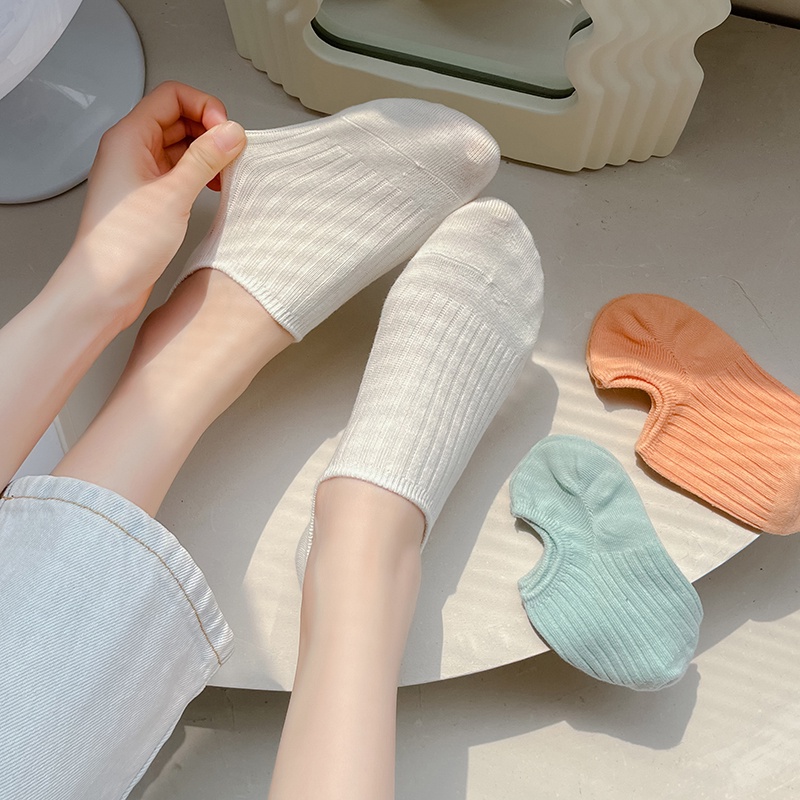 Vớ cổ thuyền ngắn vải cotton chống trượt cho nữ