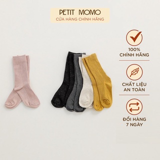 Tất Basic Nhiều Màu Cho Bé 3-8 Tuổi PETIT MOMO Vải Cotton Cổ Cao Êm Chân Cao Cấp N016