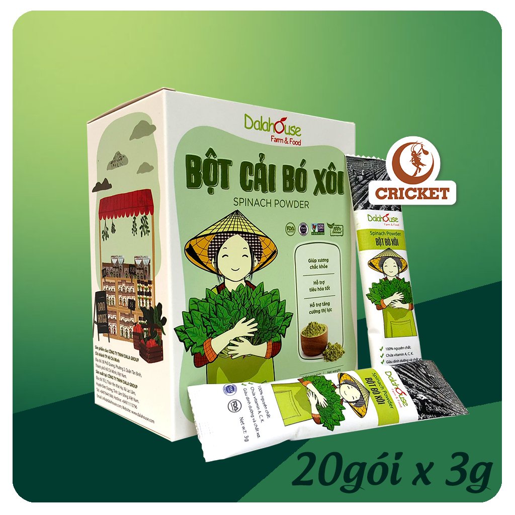 Bột Cải Bó Xôi Sấy Lạnh Nguyên Chất Dalahouse, Tốt Cho Tim Mạch, Làm Đẹp Da- Hộp 60g