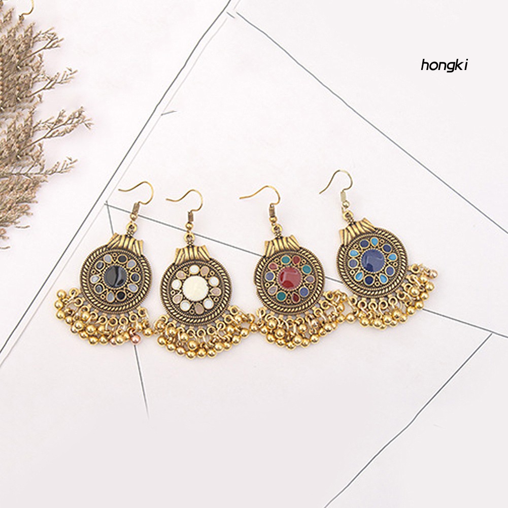 Đôi bông tai dáng dài phối tua rua phong cách bohemian cho nữ