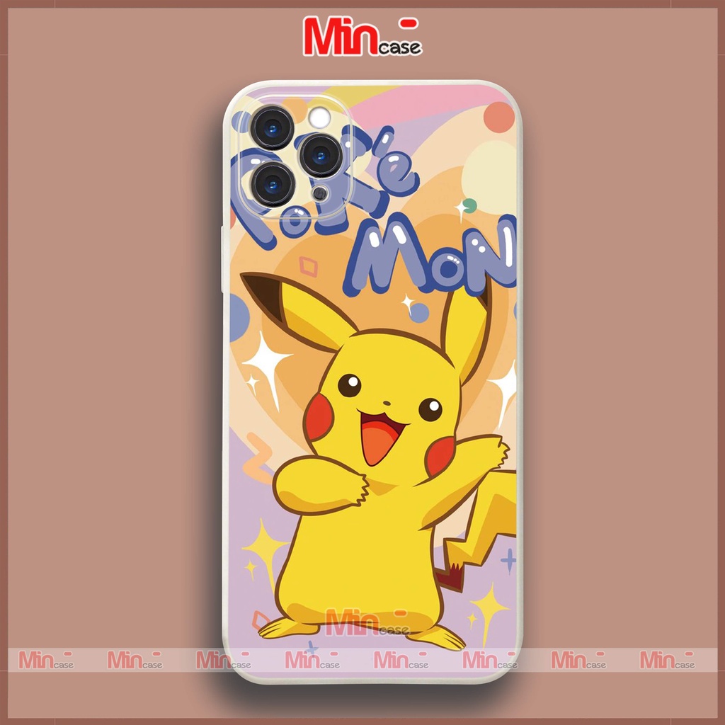 Ốp lưng điện thoại iPhone Pikachu cạnh viền vuông silicon dẻo cho ip 6/6s/7/8/X/XS/XR/11/12/13/14 Pro Plus Max Mincase
