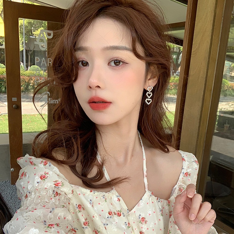 Bông Tai Mạ Bạc 925 Dáng Dài Phối Tua Rua Phong Cách Hàn Quốc 2022