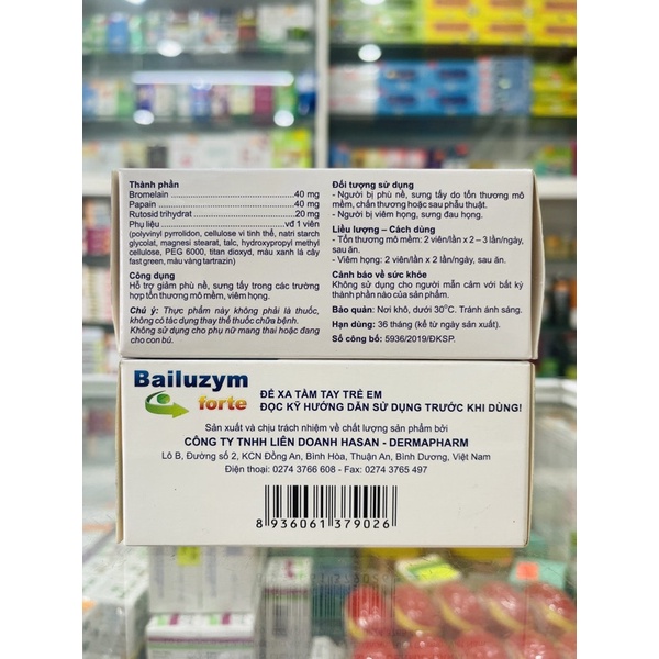 Bailuzym Forte - 100 viên - hỗ trợ giảm sưng tấy, phù nề