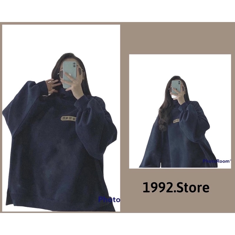 Áo Nỉ Cao Cổ Chữ Thêu Nữ[FREESHIP]🌺Sweater form rộng dài tay bồng, Hodie zip màu Ulzzang