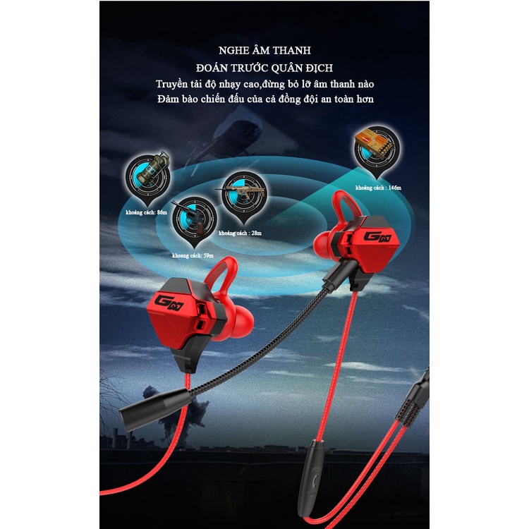 Tai nghe gaming cho điện thoại,Tai nghe gaming G10 với thiết kế cực đẹp có 2 Mic rất chuyên nghiệp
