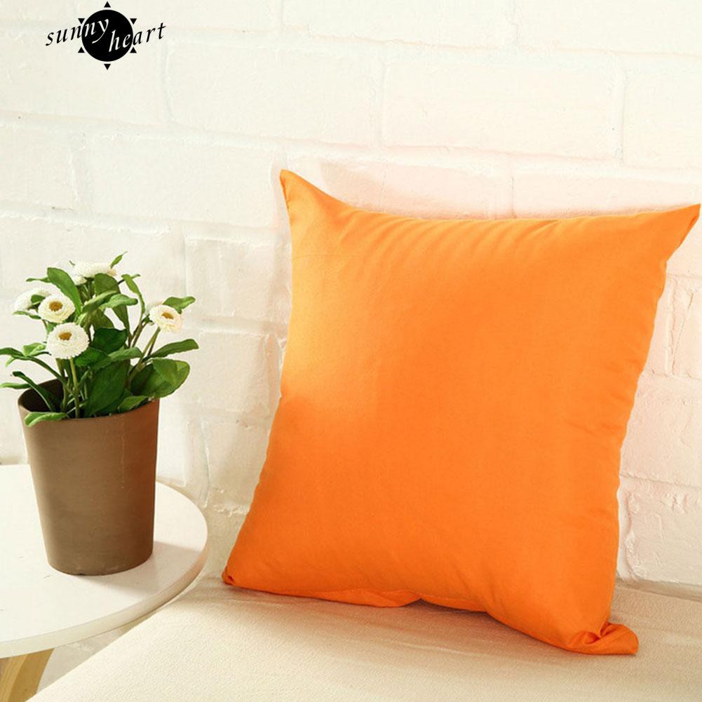 Vỏ gối vuông vải lanh màu trơn dễ thương cho trang trí sofa