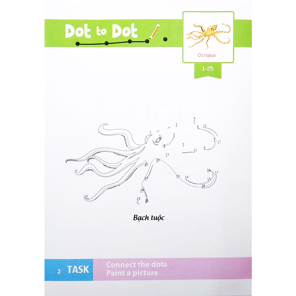 Sách Dot To Dot Coloring Book - Nối Số & Tô Màu - Động Vật Biển
