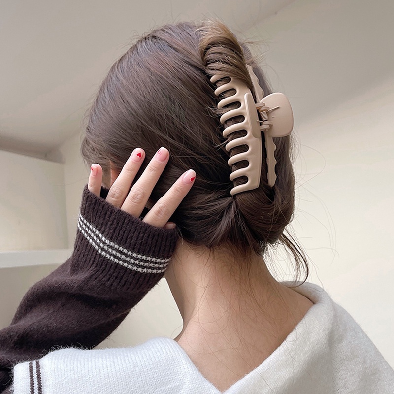 Kẹp Tóc Cỡ Lớn Màu Be Đơn Giản Thời Trang Hàn Quốc